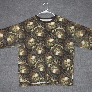 Assholes*s Live Forever Skull Long Sleeve Shirt Mens XXL Brown Excellent AOP Tee